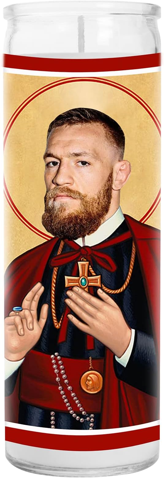 Conor Celebrity Glass Jar Candle – Unscented Handmade Soy Wax Votive Candle – Unique Gift for MMA Fans – Home Decor Collectible for Living Room & Office – 8 Inch