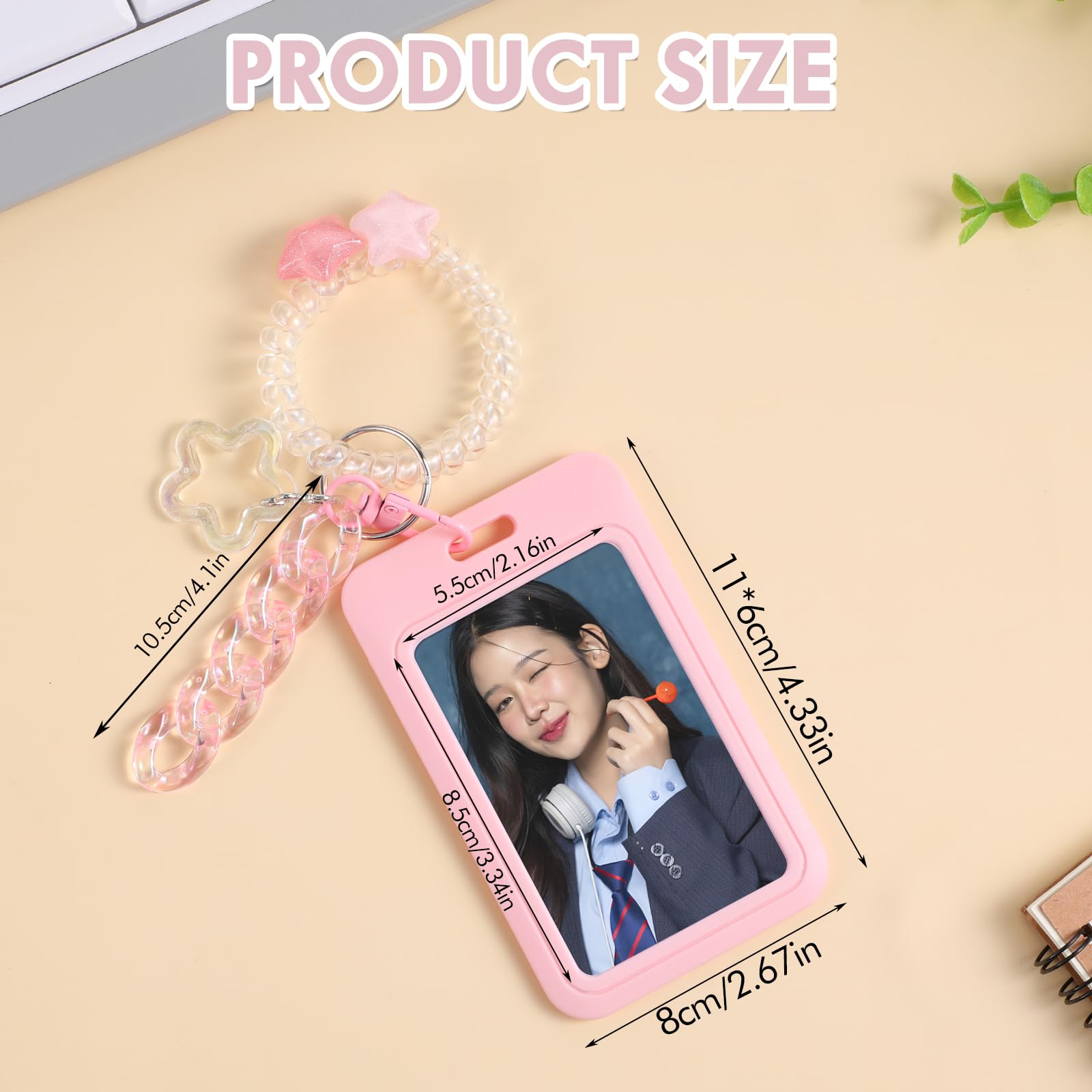 Amaxiu Porta carta fotografiche kpop in acrilico, cornice esposizione fotografica, organizer con portachiavi (rosa B)