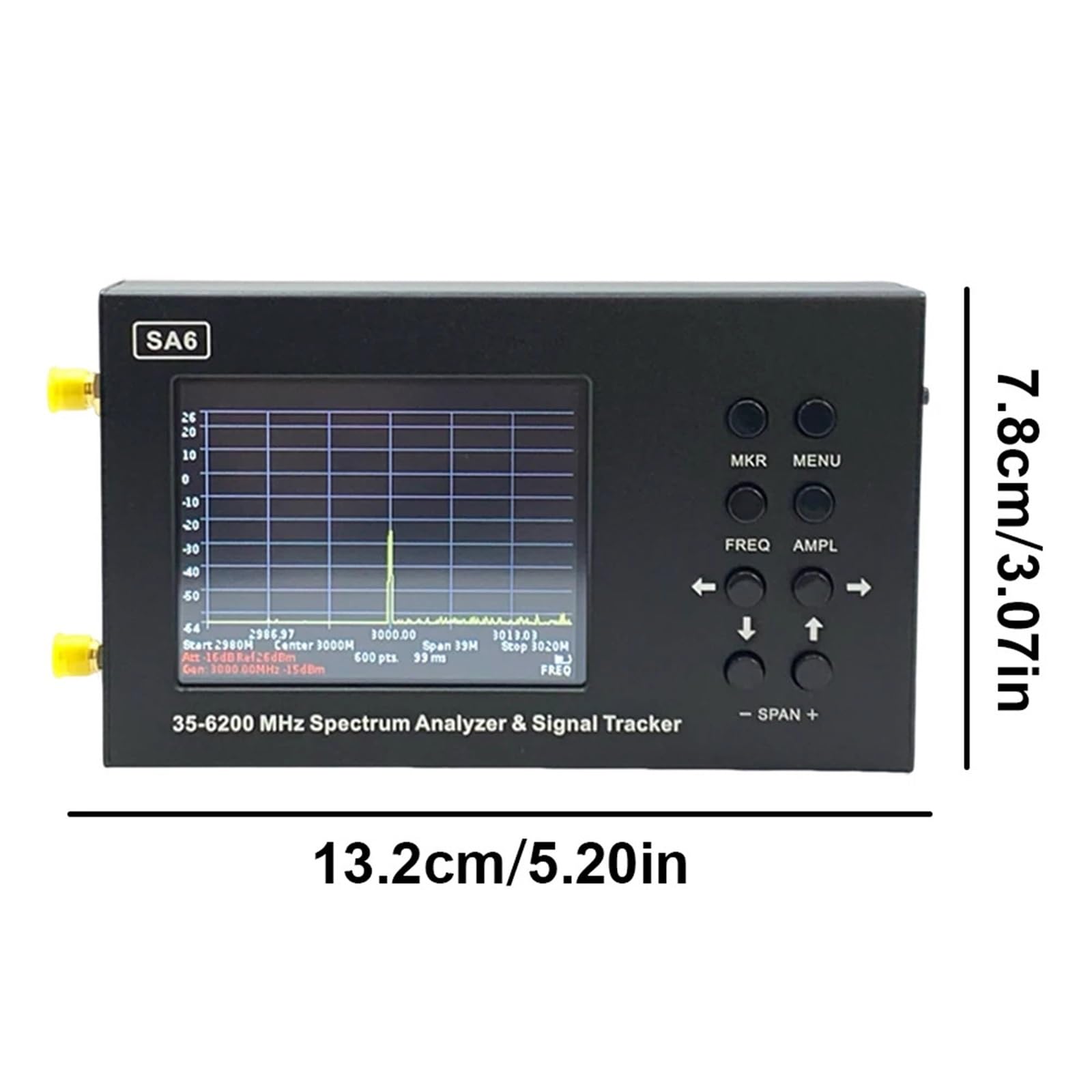 Analizador de Espectro, Generador de señal de espectro SA6 35-6200 MHz 3G 4G LTE CDMA DCS GSM GPRS GLONASS Analizador de espectro y rastreador de señales Pantalla de 3,2 pulgadas