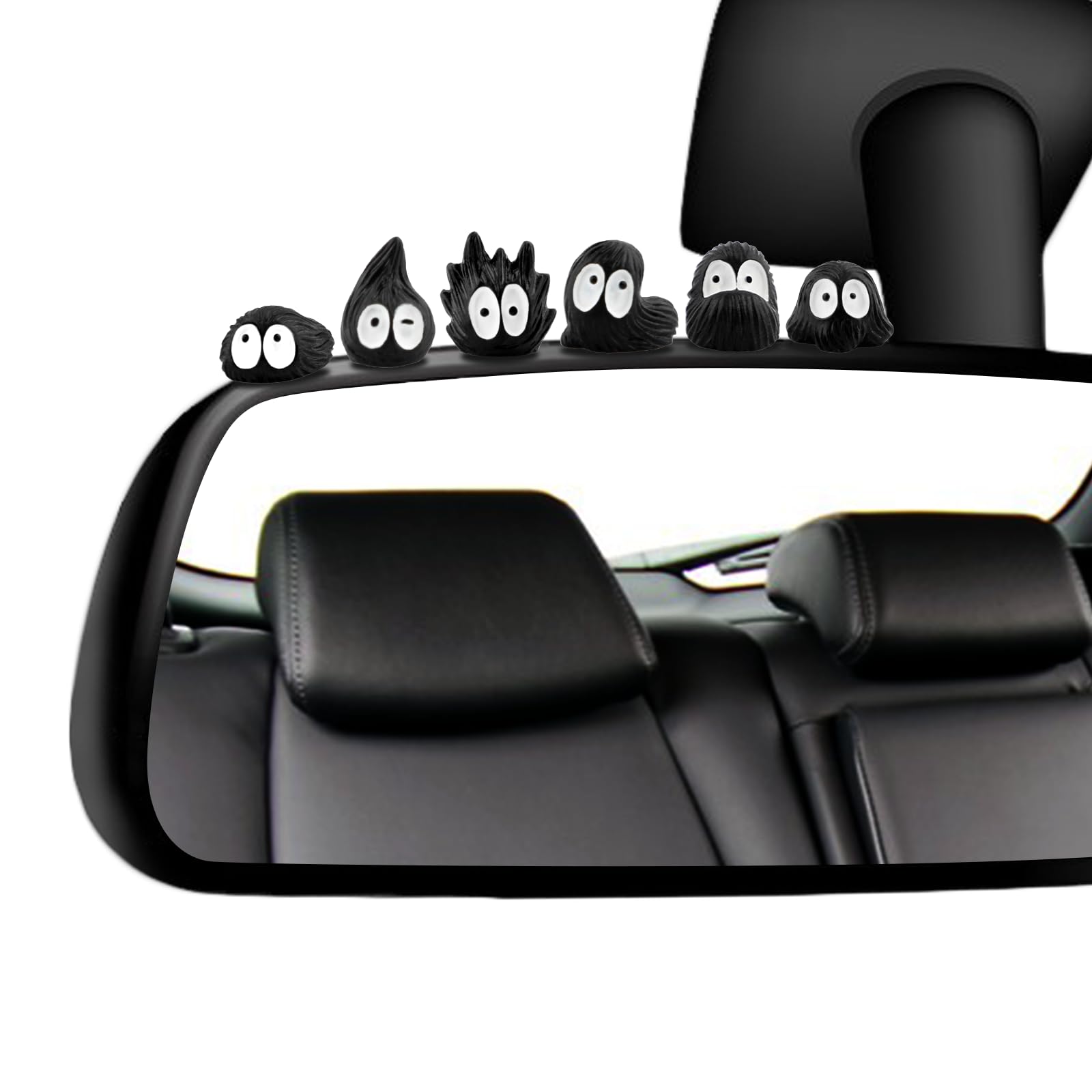 RAPUDA Cute Soot Sprites,35 Pcs Automotive Interior Decoration Accessories for Car Rearview Mirror and Dashboard,Cute Anime Decor for Home Garden
