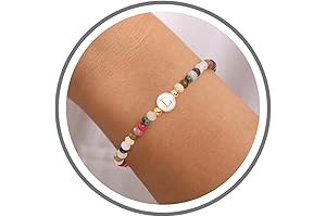 Initial Bracelet Beaded Stretch Bracelets for Women Letter Beaded Bracelet