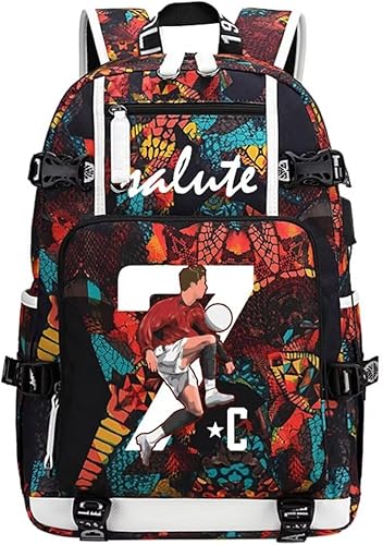 FANwenfeng Soccer Player 7 - Mochila multifunción para viajes, para fanáticos del fútbol, para hombres y mujeres (estilo 2), Rojo - 2, Classic