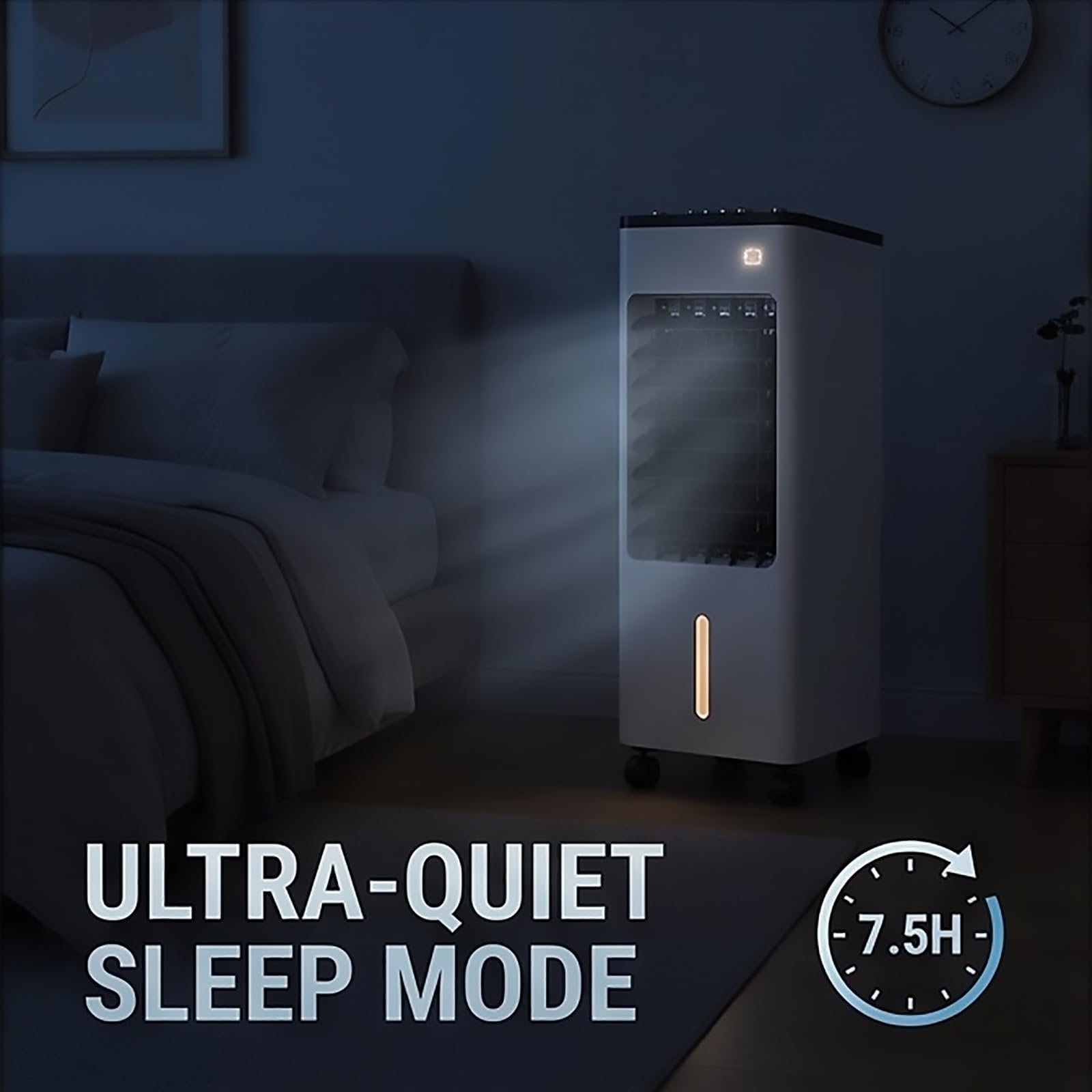 Raffrescatore D'aria 3 in 1 con Ventilatore Serbatoio 6L Telecomando 3 Velocità Timer 7,5H Ruote 360° Raffreddamento Silenzioso per Camera Ufficio Soggiorno