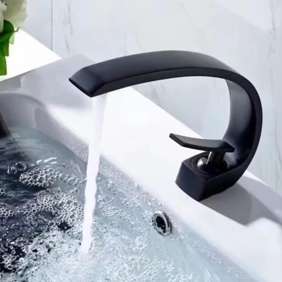 Rubinetto Monoforo in Rame Nero per Lavabo Bagno, con 60 CM