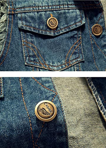 Men's Casual Lapel Denim Vest Jacket Vintage Plus Size Sleeveless Ripped Jeans Vests Hip Hop Jean Waistcoat4