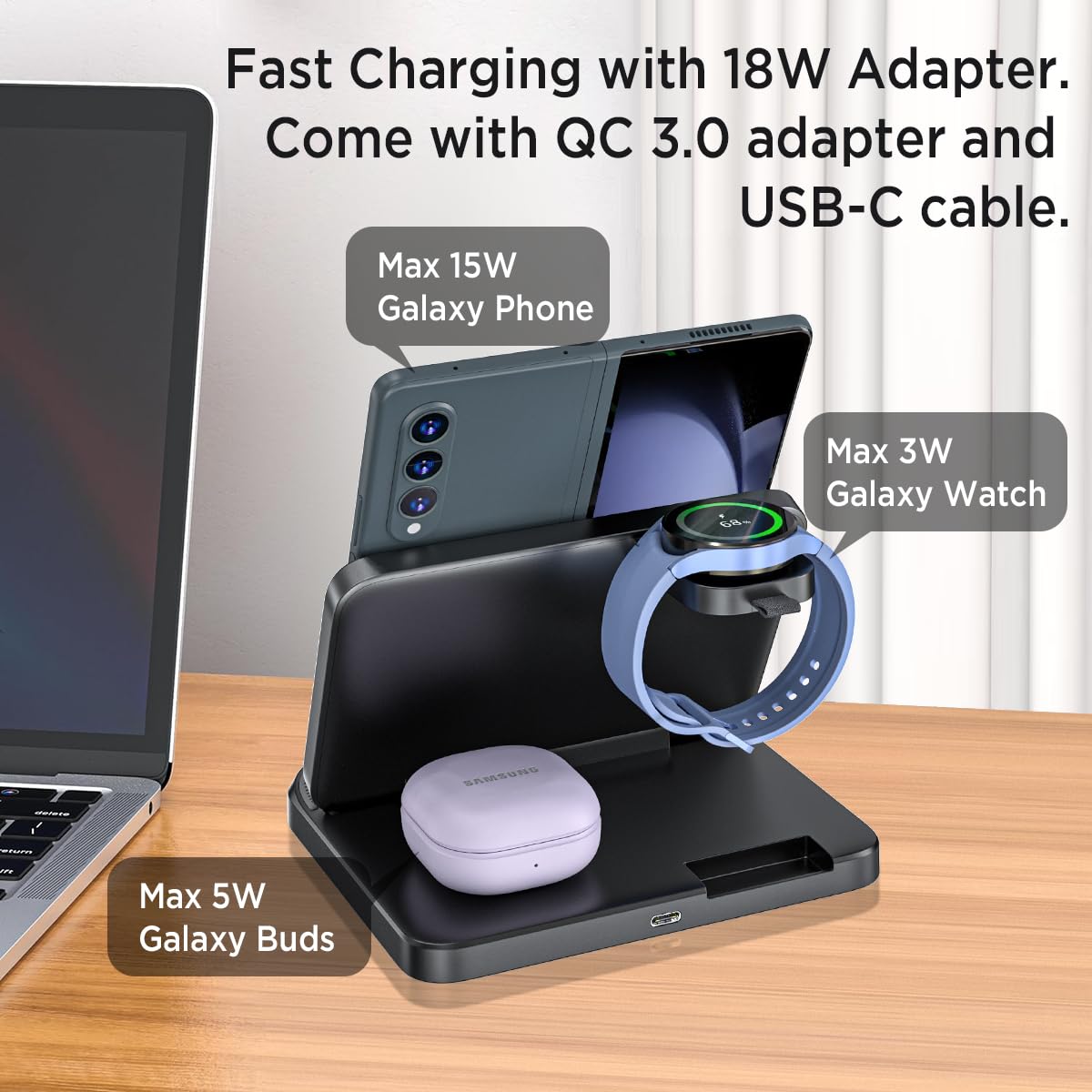 Miimall Wireless Charging Station for Samsung Galaxy Z Fold 7/6/5
