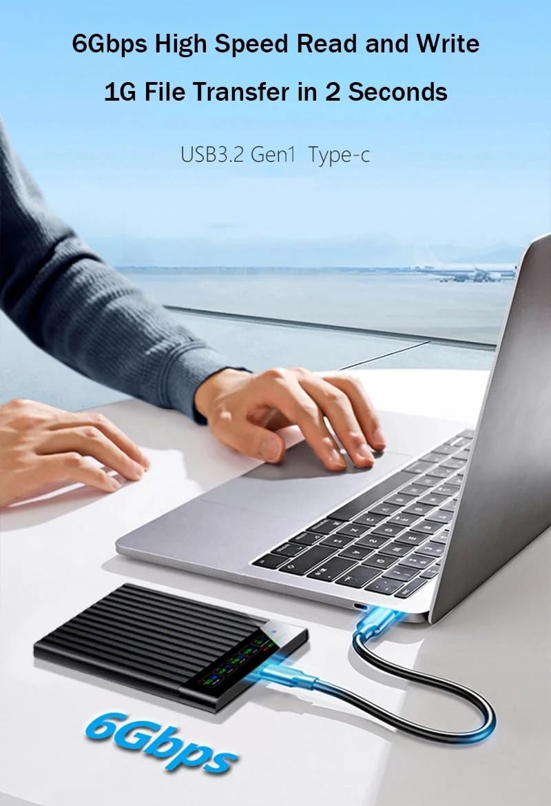2.5'' Hard Disk Case SATA a USB C 3.1 External Hard Drive Case LED Display 6Gbps HDD SSD Hard Drive Case Custodia di Memoria per PC