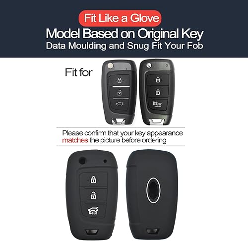 Miniatura 2 de INFIPAR 2 piezas compatibles con Hyundai Kona Palisade Santa Fe Tucson Venue Accent Key Fob Cover Case Case Llavero Protector Flip 3 Botones Holder