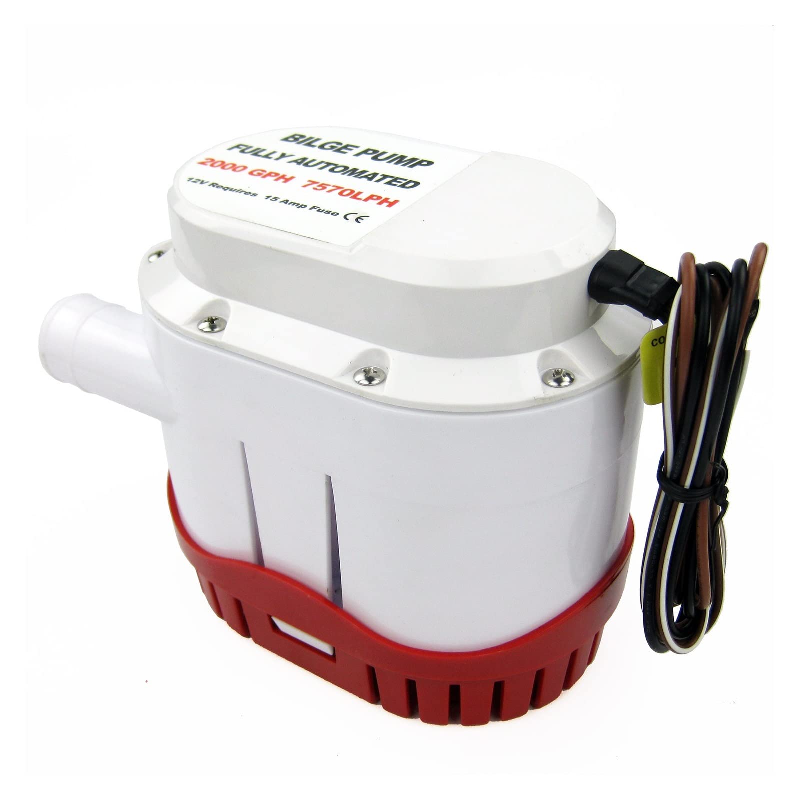 Bomba sumergible pequeña ajustable Bomba de achique automática for barco, 2000 GPH, bomba agua marina, 12 V, interruptor flotador incorporado