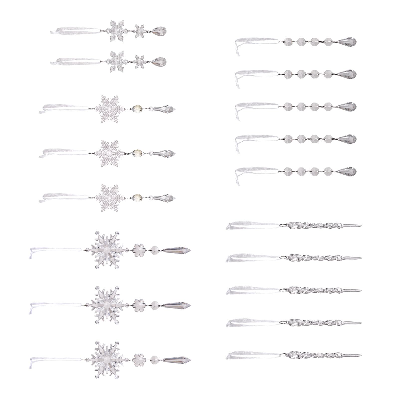 18pcs Crystal Snowflake Acrylic Holiday Ornament Hanging Decoration for Christmas Tree and Window Display Blue Acrylic Christmas Ornament