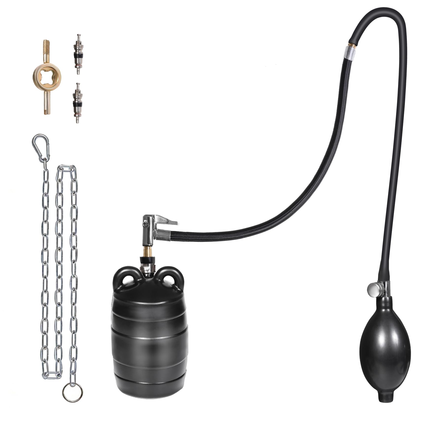 3 Inch Inflatable Pipe Plug Balloon Kit with Extension Hose,Safety Chain &amp; Pump, Rubber Sewer Test Ball for Drain Blocking, Plumbing Pressure Testing/Leak Detection(Fits 2.8"-3.2" Pipes)