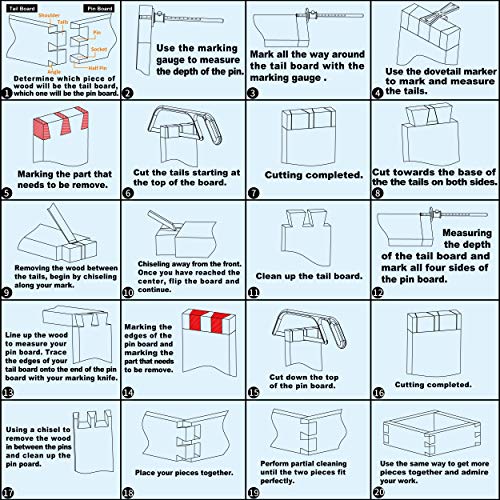 YOSELIN Dovetail Marking Jig Wheel Marking Gauge Tool Set, 1 Woodworking Pencil,1 Wheel Cutter for Hardwood,1 Bearing Wheel Cutter for Soft Wood, Precision Ground Steel Rod for Woodworking … - Image 7