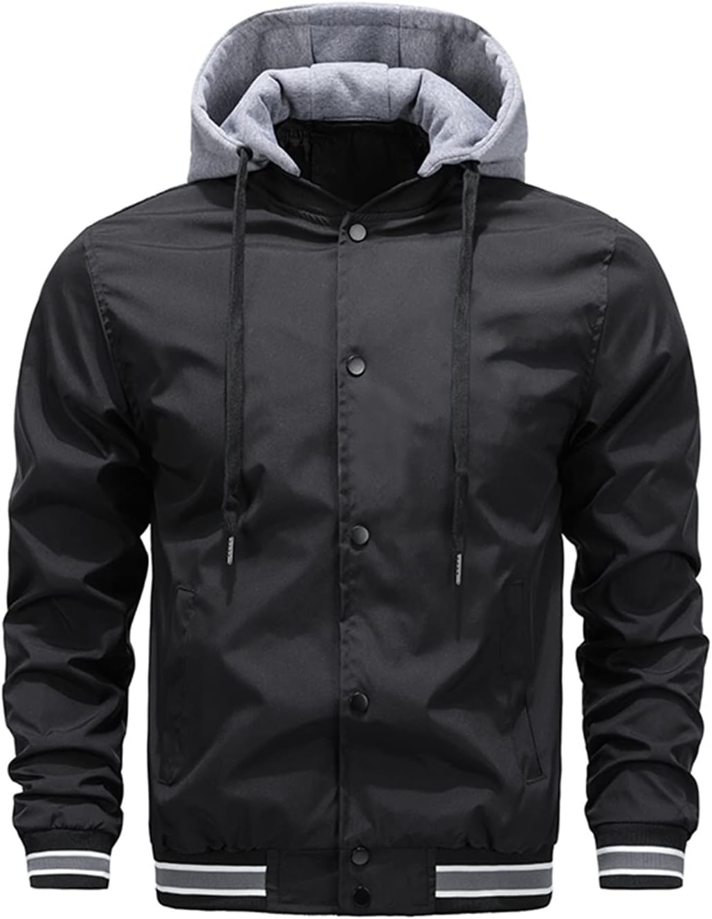 HODORE Jackets, Men Solid Casual Hooded Jackets Outdoor Warm Windproof Waterproof Coats Autumn Jacket For Male (Color : Hortel�, Size : M-Weight-50-65kg)