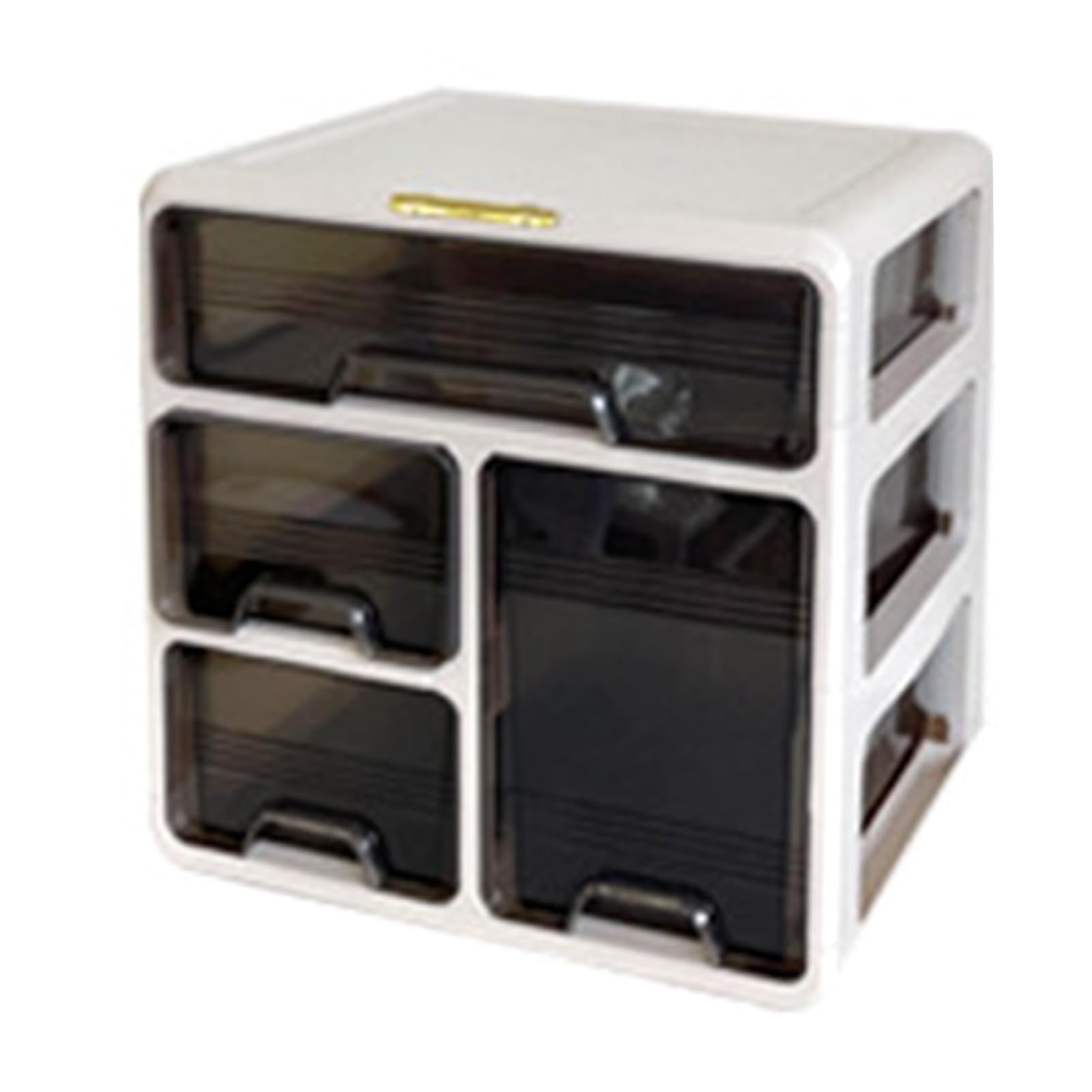 Organizer da scrivania con cassetto, scatola portaoggetti da scrivania in plastica, durevole, resistente agli urti, robusta organizzazione per l'home office, crema (3 livelli)