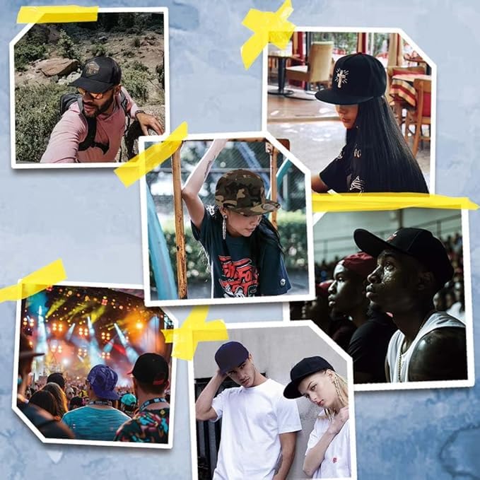 Image of ZH Plain Flat Brim Snapback Baseball Caps Adjustable Blank Baseball Caps Wholesale 12 Pack