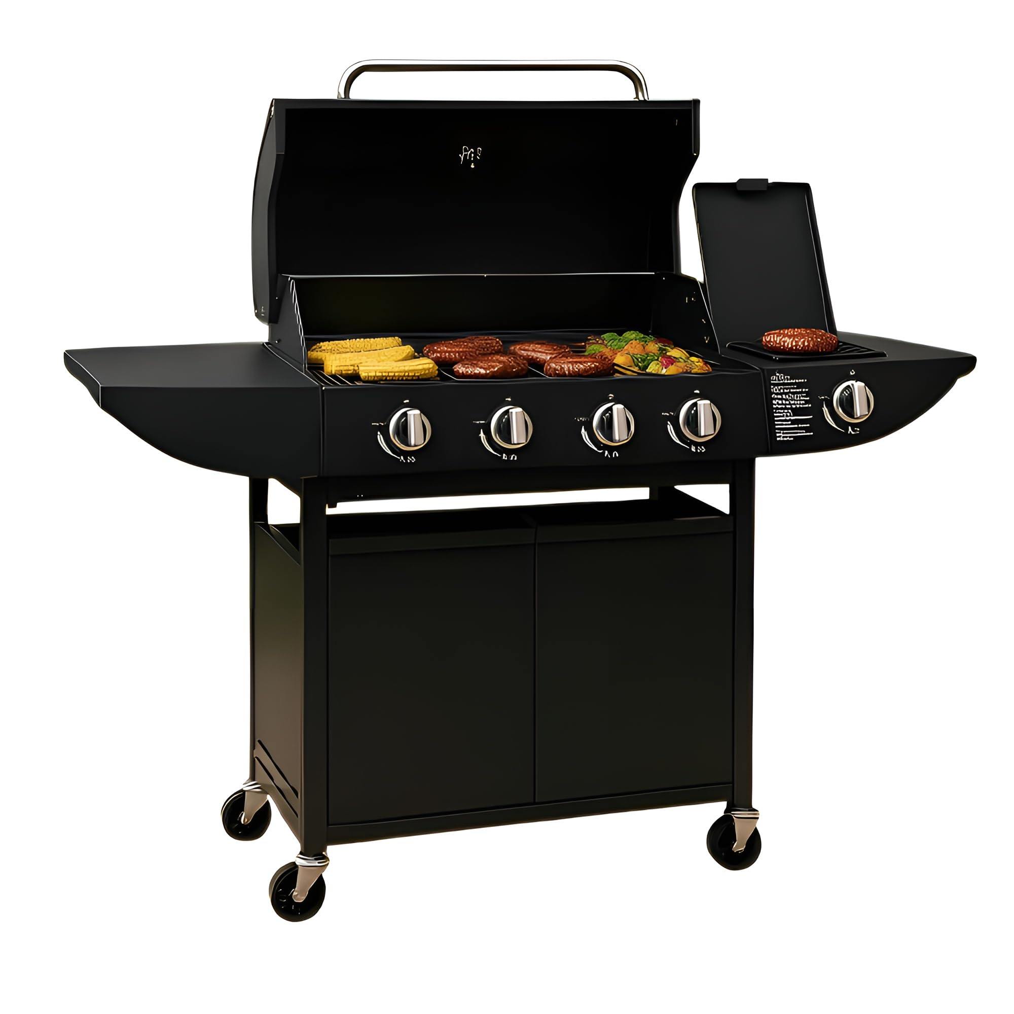 Campfire Original Barbecue BBQ 5 Gas Burner 4+1 Garden Grill, Steel Warming Rack, Side-Burner, Storage & Built-in Temperature Gauge for Home Garden Party Outdoor Cooking