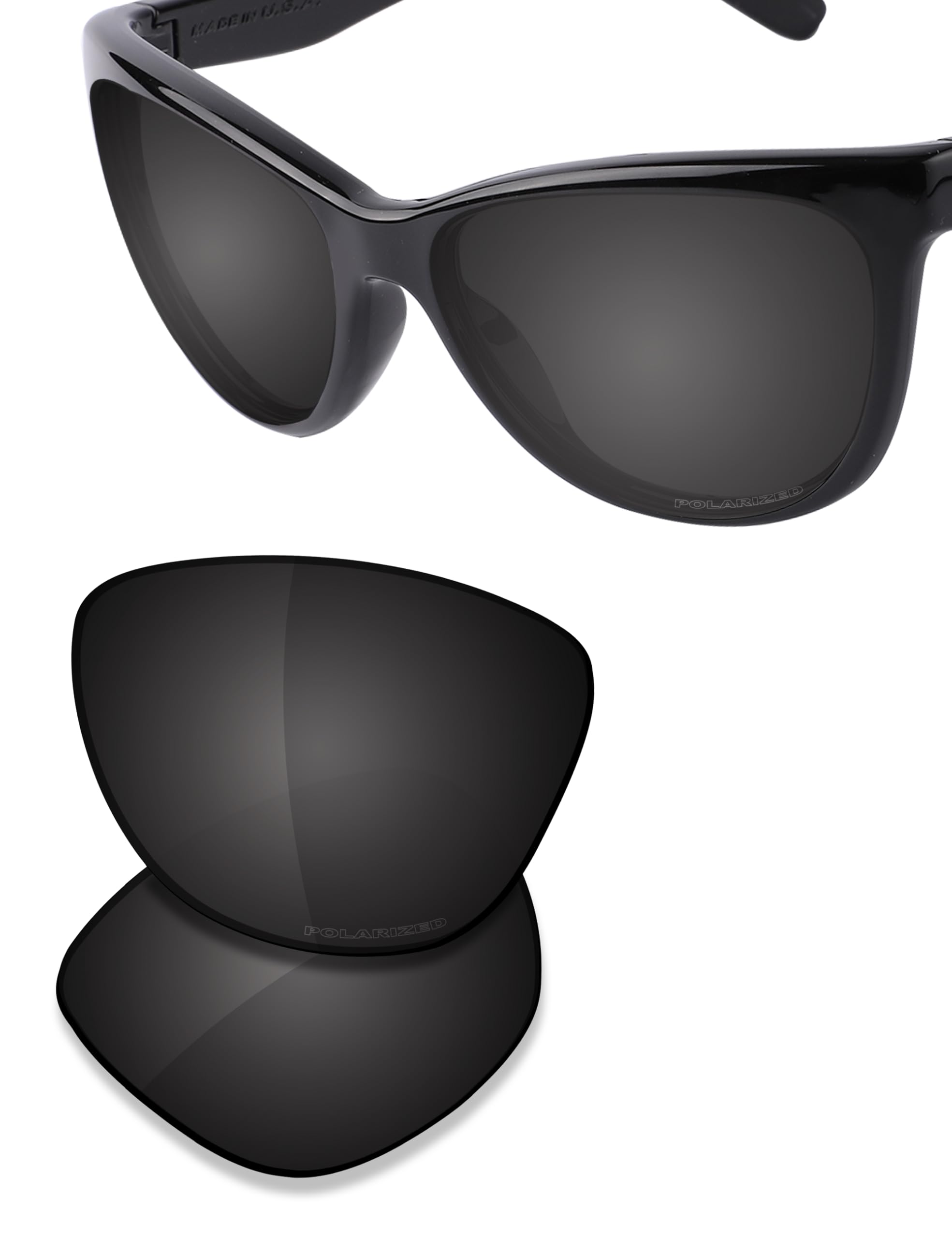 Saucer Verres de rechange pour lunettes de soleil Oakley Fringe OO9124, Haute défense - Noir carbone polarisé, taille unique