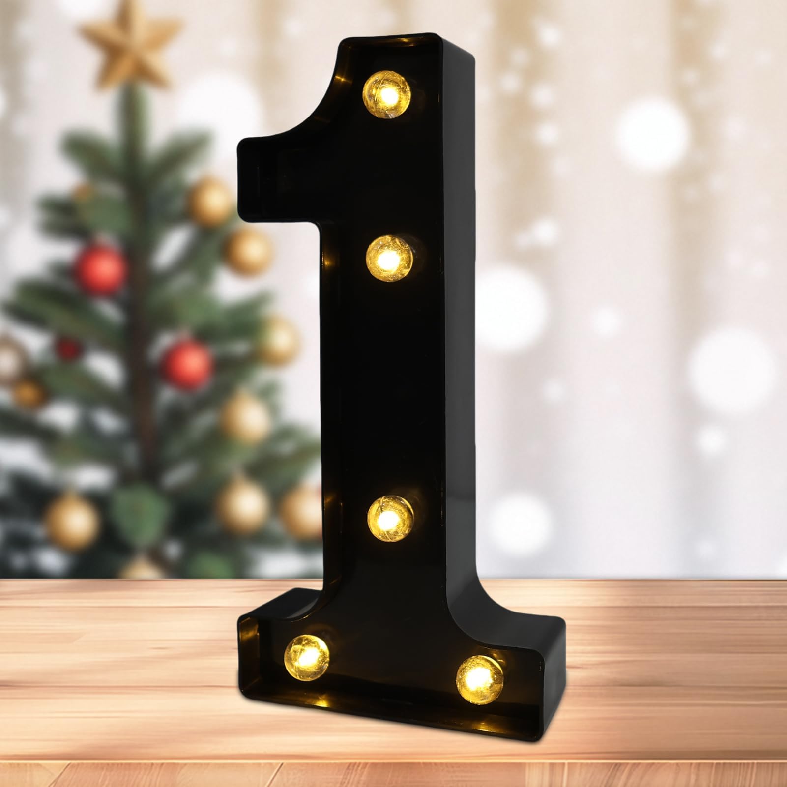 LED Marquee Numbers, Light Up Numbers for Party, Small Light Up Letters, Battery Powered Lighted Number for Birthday or Home Decor (Black, 1)