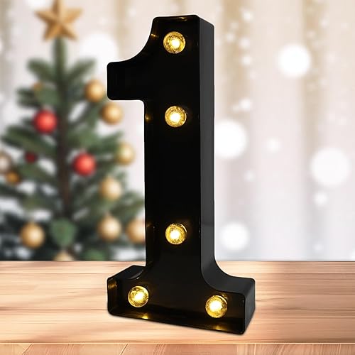Miniatura 18 de Letras Iluminadas LED, Señales de Barra LED, Luces de Barra a Batería, Luces con Letras para el Hogar, Decoración de Barra Blanco,Negro