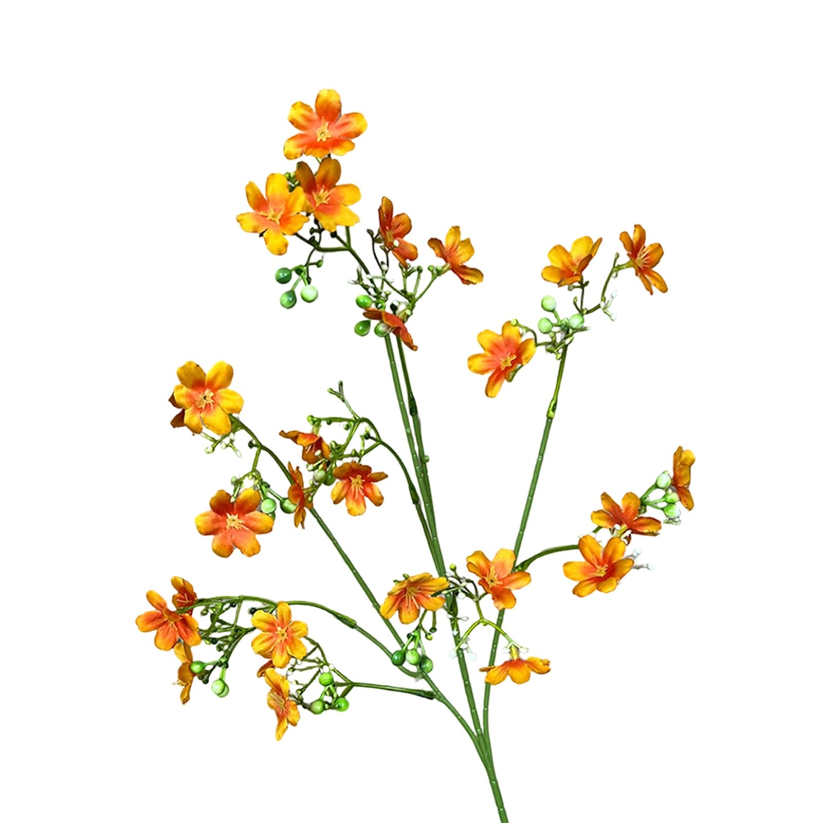 Tuxoiou Artificial Flowers, 3-Fork Long Stem Faux Silk Flower Branch, Realistic Fade Resistant Floral Stems for Indoor Outdoor Vase Centerpiece Decor Orange
