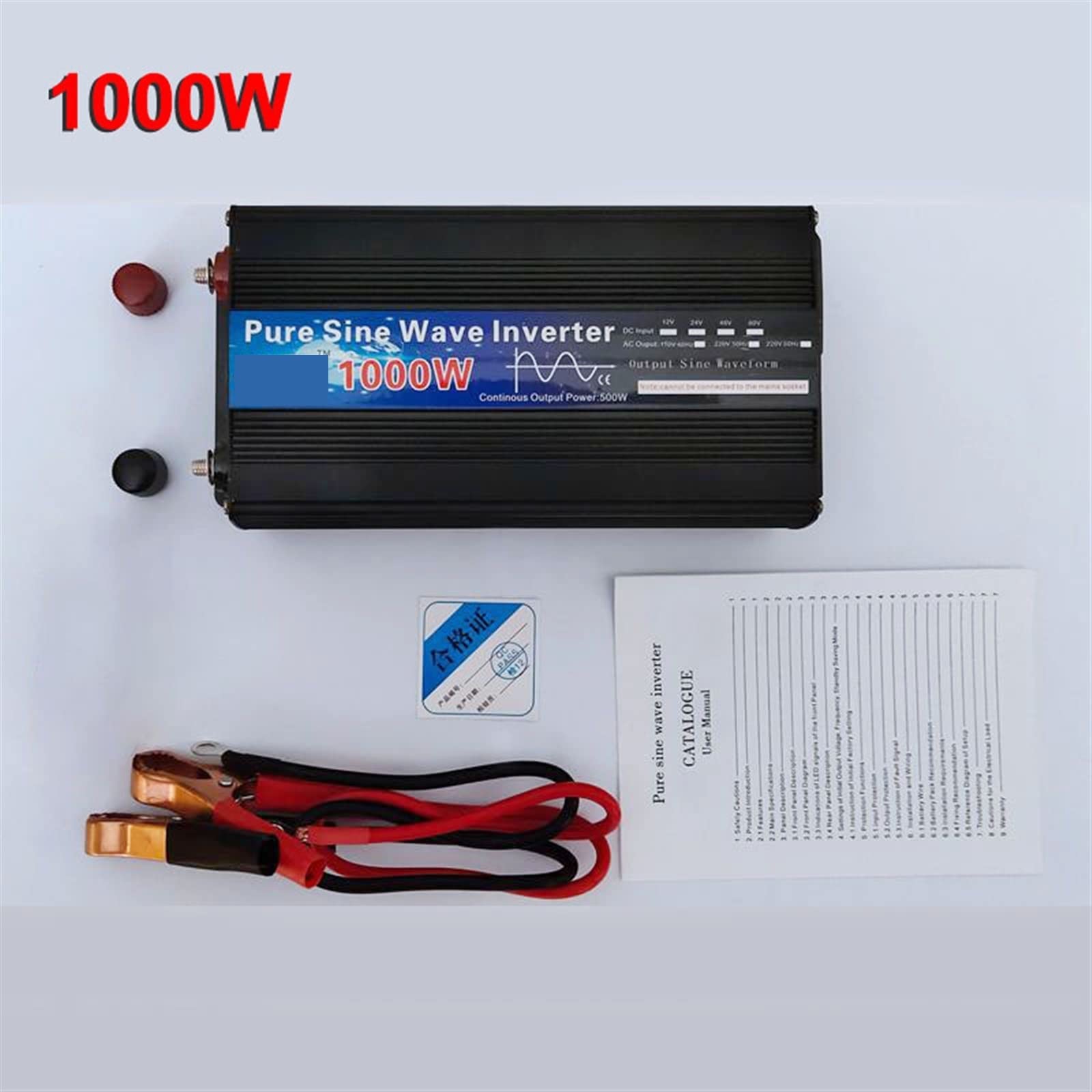Przetwornica Napięcia, Falownik 1000W 12V 110/220 czysta długość fali sinusoidalnej DC12V / 24V AC 50Hz konwerter zasilania domowy falownik solarny(12V_220-60HZ_UPGRADE)