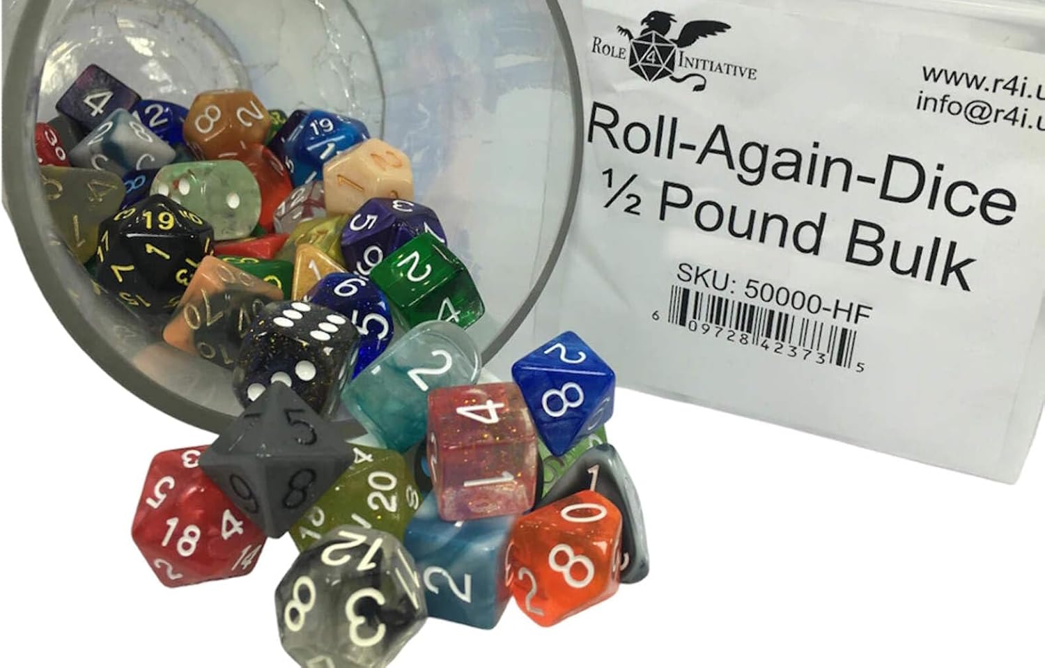 Roll Again Bulk Dice - in assorted colors, shapes, and styles Mixed 0.5 LB