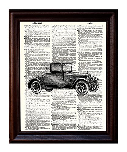 Fresh Prints of CT Dictionary Art Print - Vintage Car - Printed on Recycled Vintage Dictionary Paper - 8.5"x11" - Mixed Media Poster on Vintage Dictionary Page