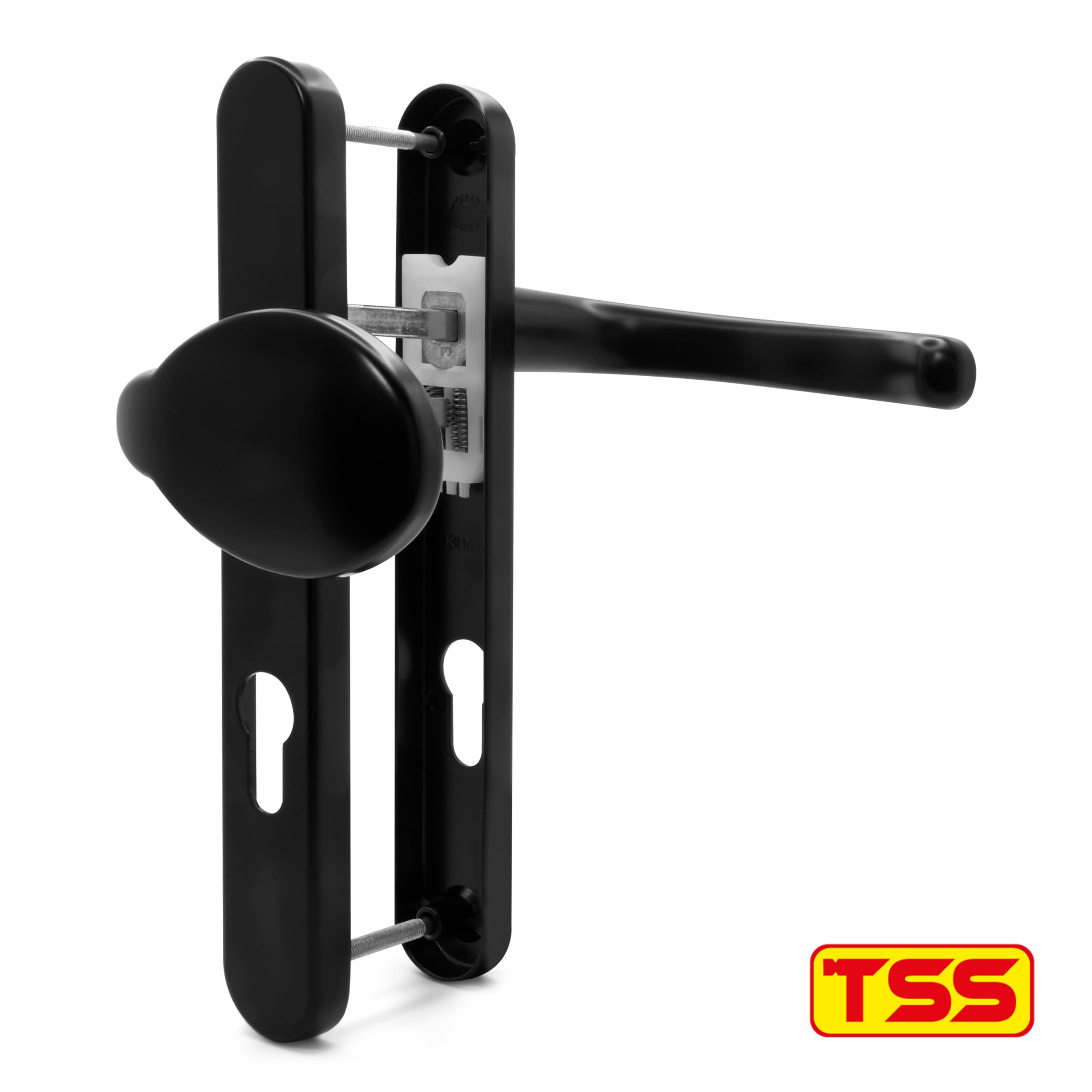 TSS UPVC Door Handle Set- Lever Moveable Pad, 92mm / 70mm PZ (Centres), 203mm Screw to Screw, Backplate 235mm X 32mm - Image 3
