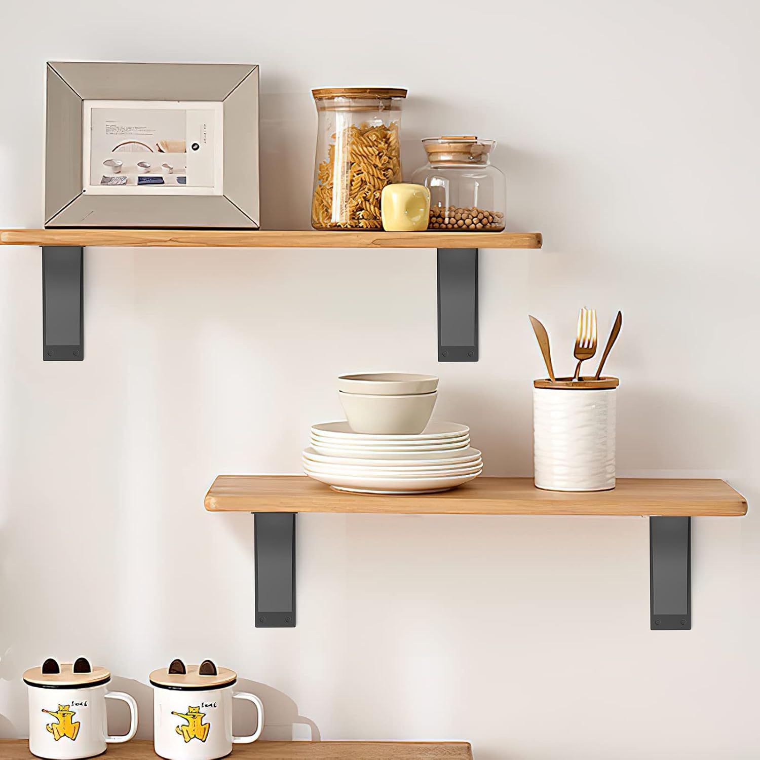 Heavy Duty Shelf Brackets, 2 Pack Fireplace Mantel Brackets, Hand Welded Steel Bracket, Countertop Support Bracket, DIY Shelving Brackets for Rustic Farmhouse Decor (Super Large 9X12)