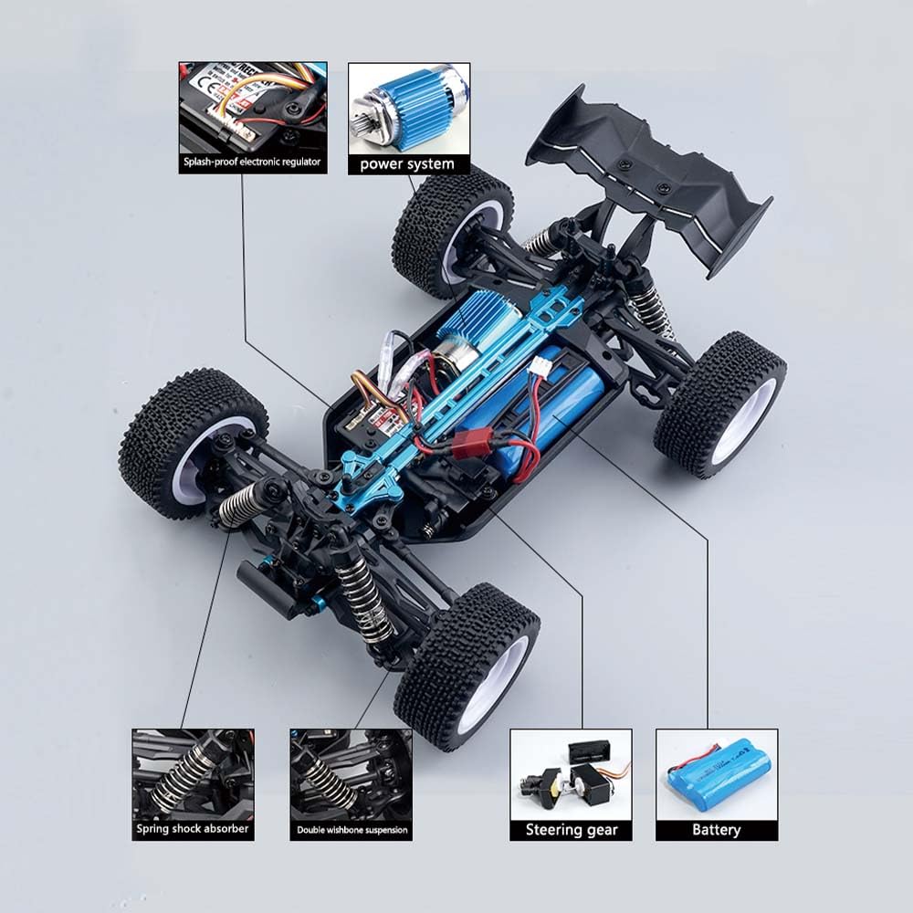 Zdalnie sterowany samochód wyścigowy dla dorosłych, 50 km/h RC Drift, 1/16 Offroad, samochód wyścigowy, 4WD All Terrain Race Buggy, 3 baterie (żółty)