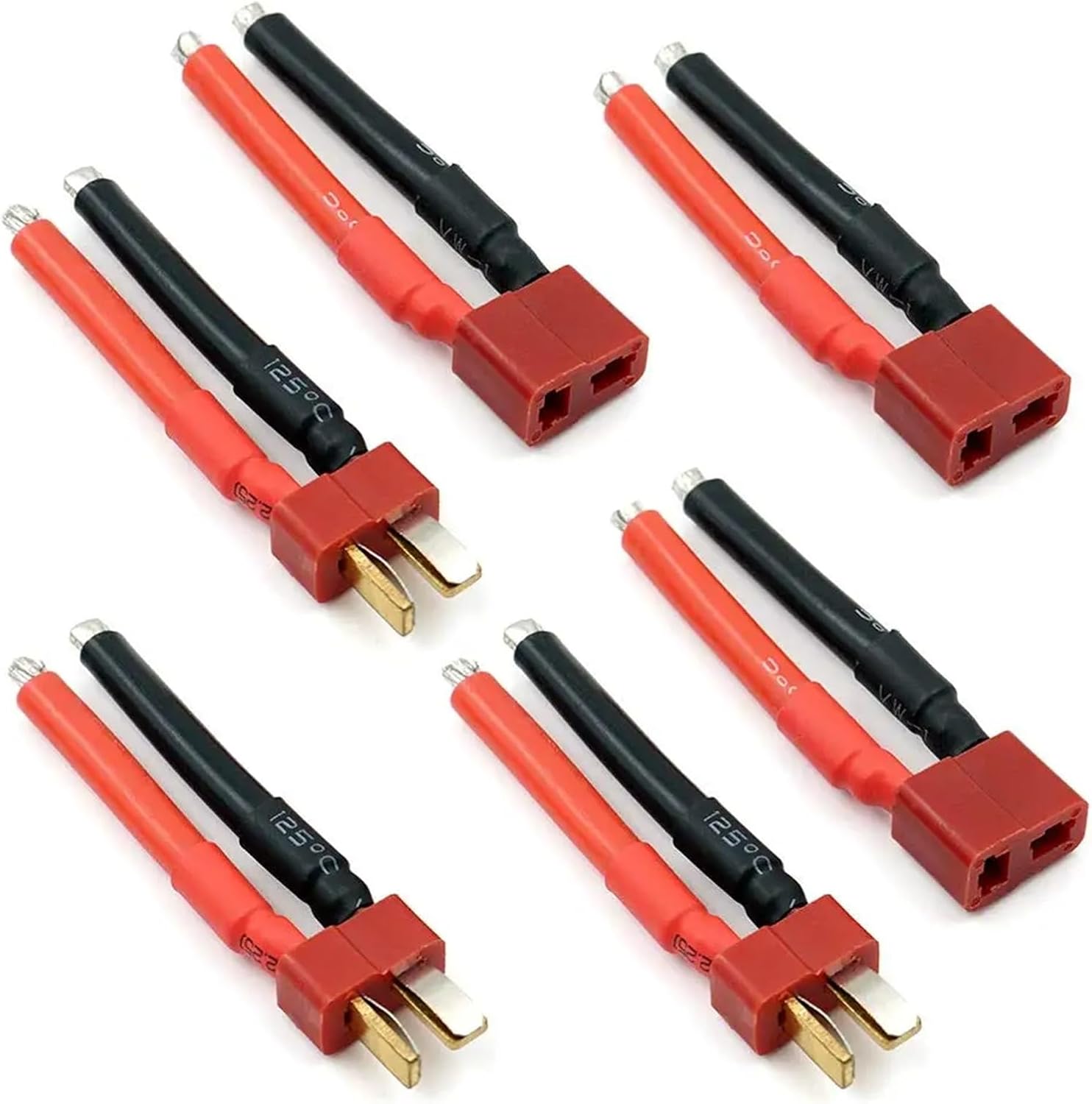 2Pairs T Plug Connector Female and Male Connectors with 12AWG 14AWG Wire, Industrial Electrical Docking Terminals(14AWG 2pairs)
