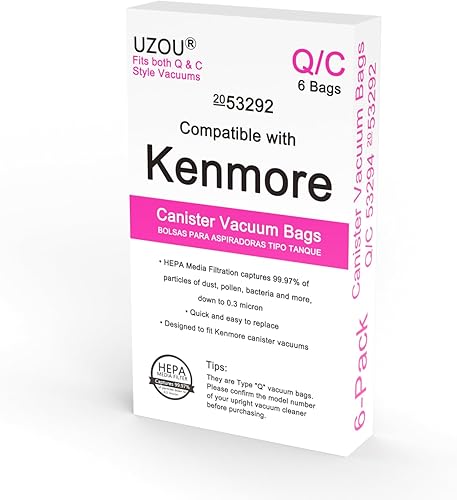 Paquete de 8 bolsas de vacío de repuesto compatibles con aspiradoras Kenmore tipo CQ. 5055, 50104, 50557 y 50558 Panasonic tipo C-5