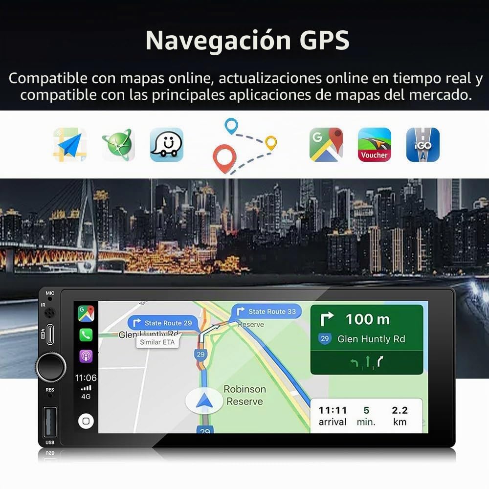 Radio de coche CarPlay para Mini Cooper S R50 R52 R53 CD53 Cabrio GP/Seven/Park Lane, Radio de coche con pantalla HD de 6.9 pulgadas, CarPlay inalámbrico, Android Auto, GPS, Wi-Fi, USB, Bluetooth, FM