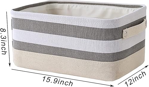 Miniatura 2 de SOUJOY Paquete de 4 cestas de almacenamiento para estantes, contenedores de almacenamiento de tela con asas, 15.9 pulgadas de largo x 12 pulgadas de