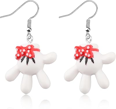 MAOFAED Mouse Gloves Drop Earrings, Cartoon Gloves Earring for Fans, Family Trip Gift, Friend Vacation Gift(glovesEarringCA)