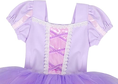 Miniatura 4 de WonderBabe Girls Ballet Dress Short Sleeve Leotards Skirted Dance Tutu Dress Princess Birthday Party Fancy Costume