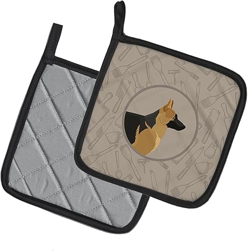 Miniatura 2 de Caroline's Treasures CK2187PTHD - Juego de soportes para ollas de cocina con pastor alemán en la cocina, resistentes al calor, almohadillas