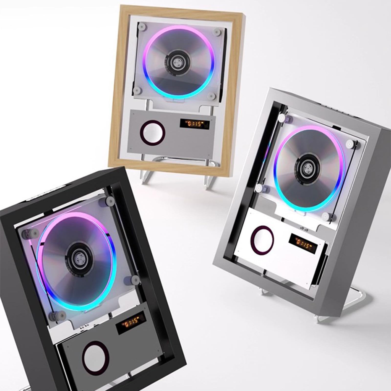 Lettore CD Music Frame, Lettore CD da Parete con Altoparlanti, Schermo LED, Illuminazione Ambientale, Telecomando, Uscita Bluetooth/AUX da 3,5 Mm, per La Casa, L'Ufficio E La Galleria