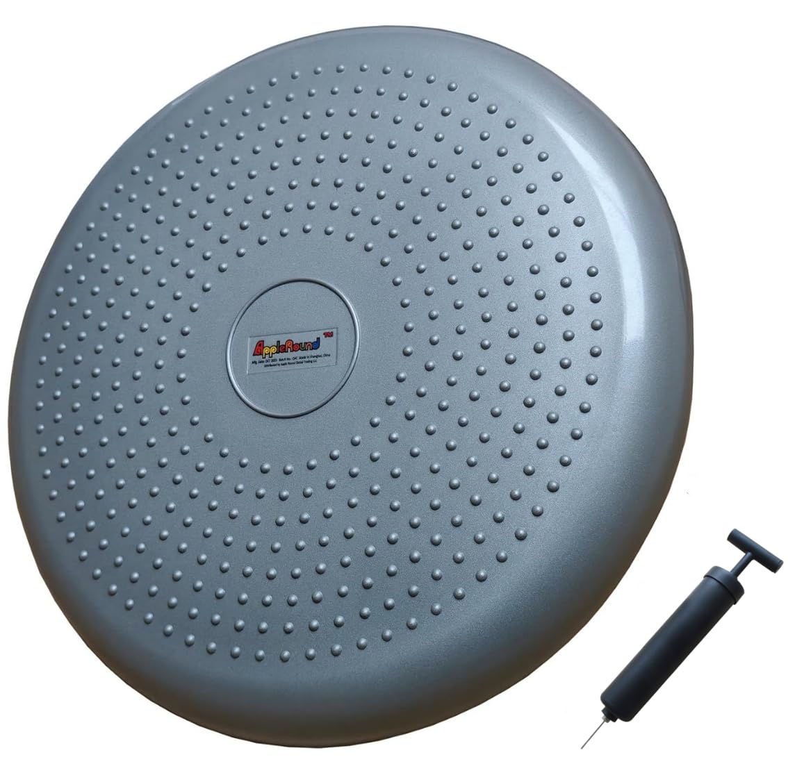 AppleRound Inflated Wobble Cushion with Hand Pump, Air Stability Board (Extra Thick), Core Balance Disc for Adults, Sensory Wiggle Seat for Kids, Flexible Seating for All Age, 13.5in / 34cm Diameter
