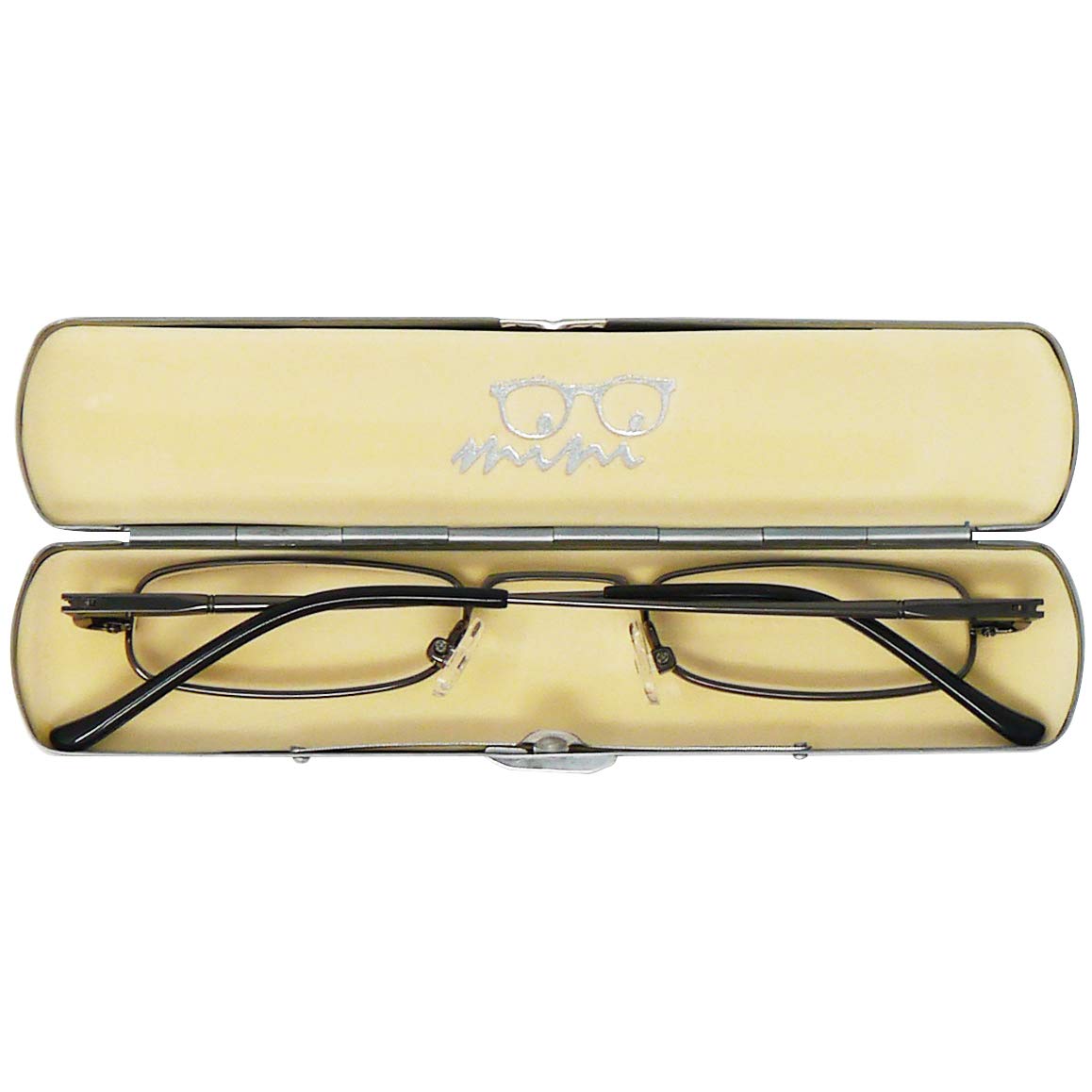 Wąskie metalowe mini okulary do czytania, rama ze stali nierdzewnej, z aluminiowym etui na okulary, pomoc w czytaniu, płaskie, damskie i męskie