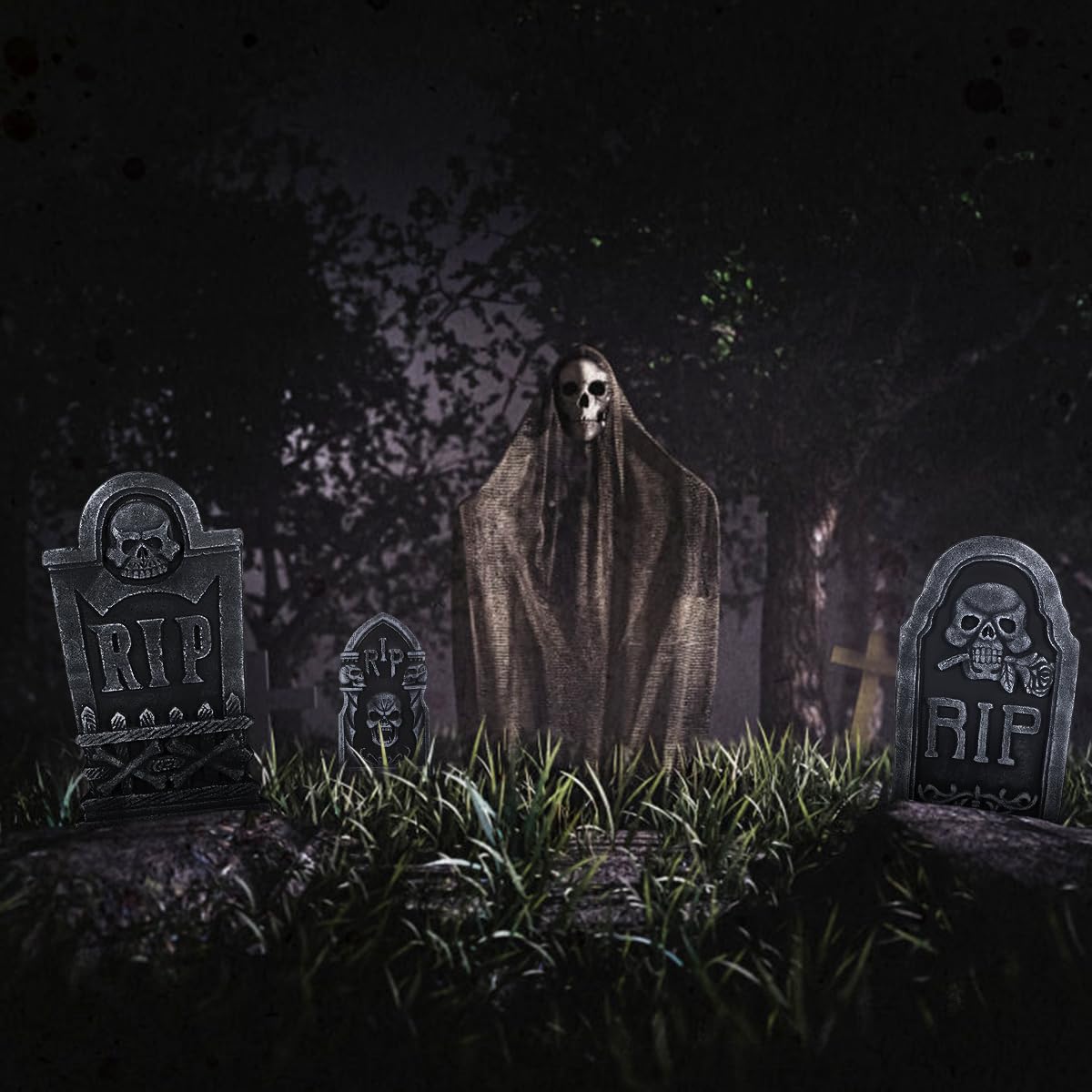 TOYANDONA 5 Piezas de lápidas de Espuma, 15", decoración Liviana de Piedra Rip para Tumba, Decoraciones de jardín de casa embrujada de Fiesta de Halloween al Aire Libre