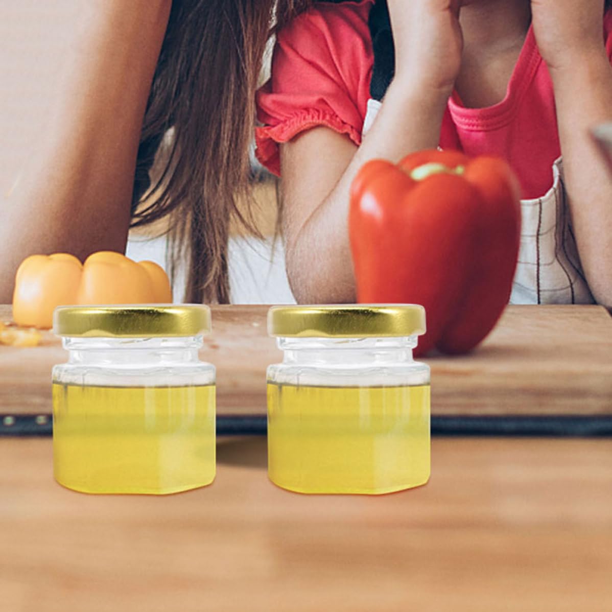 ULTECHNOVO 24 Stück Sechseckige Honiggläser 45ml aus Lebensmittelechtem Glas mit Dicht Schließendem Deckel als Kleine Marmeladengläser für Küche und Haushalt