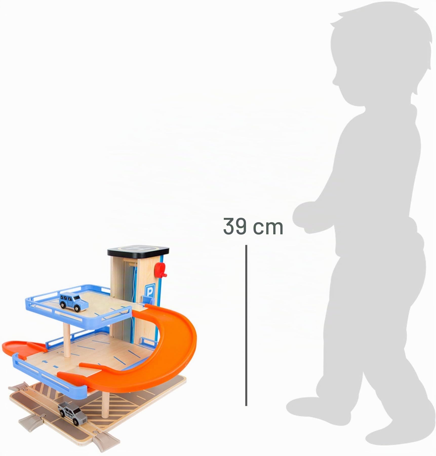 10343 Parcheggio Business class small foot in legno, compatibile con i binari ferroviari disponibili in commercio, a partire da 3 anni