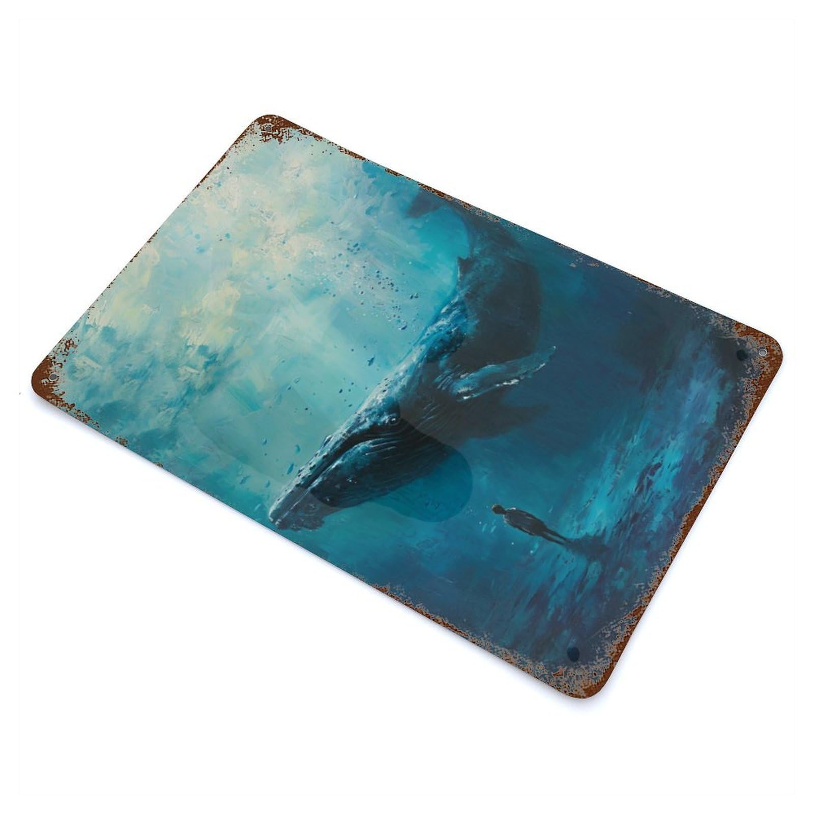 Whale Whispers Boy Dreams Decorative Tin Sign 11.8"x7.9", Rustic Home Decor for Garage, Pub Or Kitchen