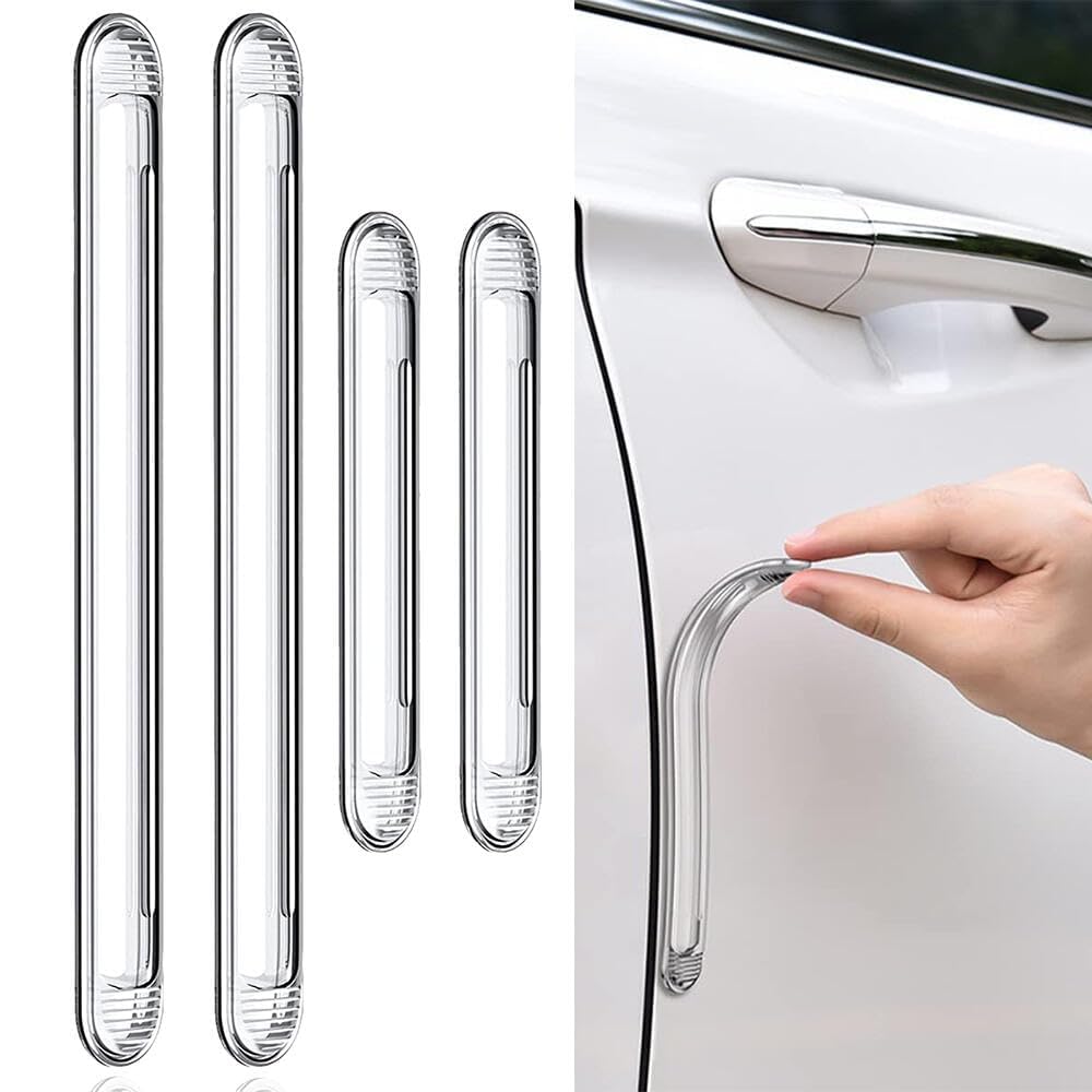 heus 4 Pieces Transparent Silicone Invisible Bumper Wall Protector Strip Bumper Anti-collision Door Bumper Stop Strip Car Bumper Silica Gel Thicken Wardrobe Door