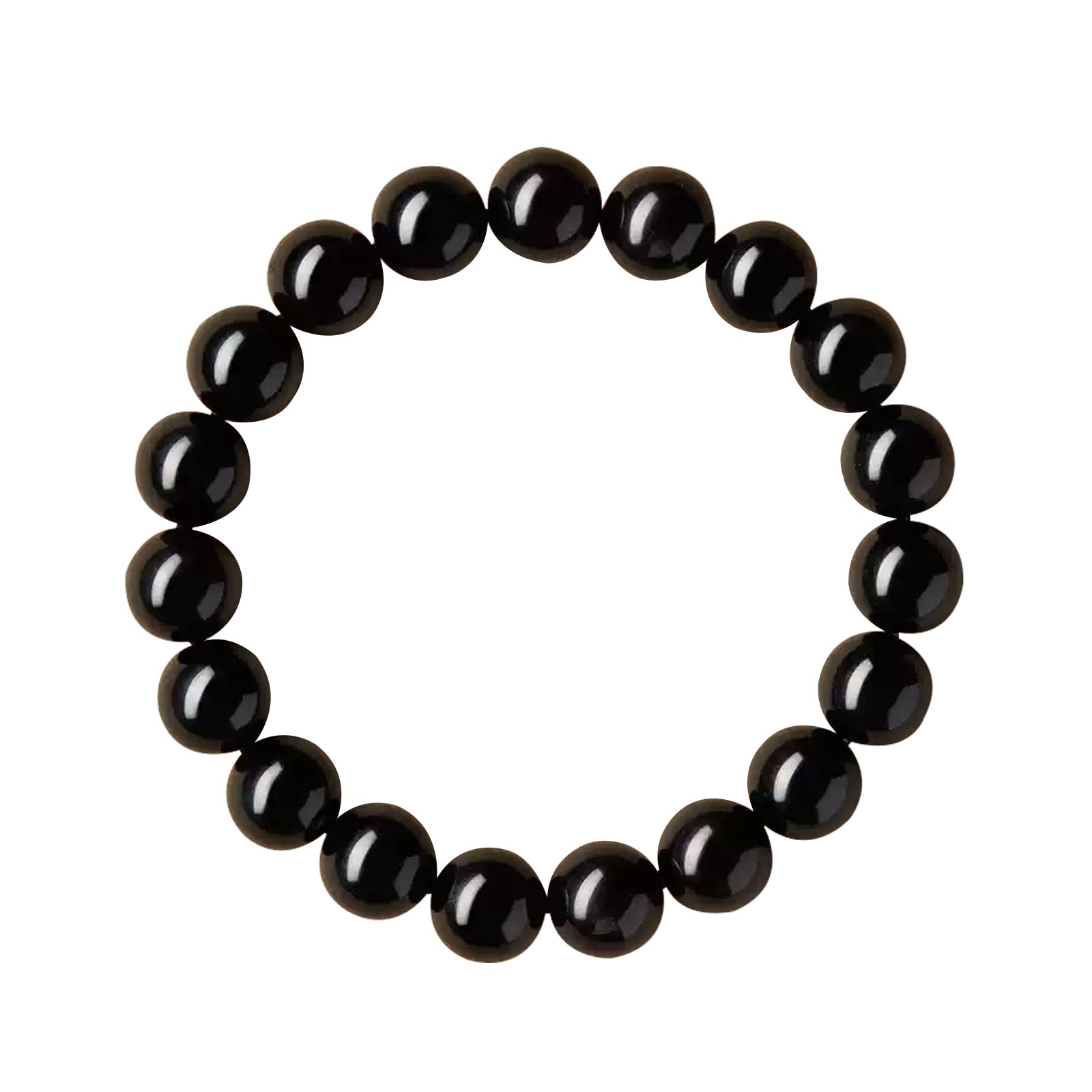 Bracciale di Protezione - Bracciale di Ossidiana Nera Naturale Fatto a Mano - Bracciale di Yoga in Pietra Naturale con Perline Rotonde di Pietre preziose,10mm
