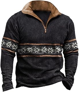 Men's Western Aztec Pullover Fleece Tribal Aztec Graphic Sweatshrit, Mens Cowboy Retro Quarter Zip Aztec Hoodie