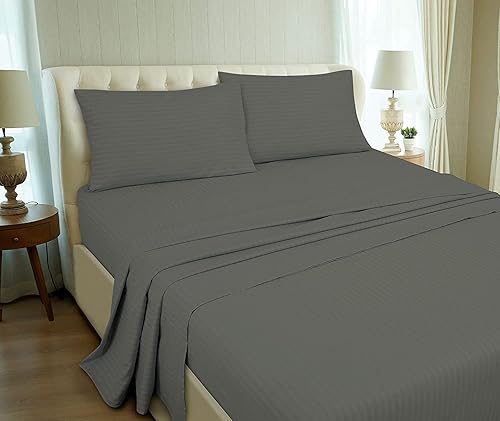 Vista 150 de Juego de sábanas de 6 piezas, 400 hilos y hotel, acabado satinado, sábana bajera ajustable de 12 a 14 pulgadas de profundidad, 100% algodón egipcio