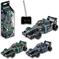 Carrinho de controle remoto F1, controle o movimento com perfeição, sem fio, energizado por pilha, 15 CM de comprimento (Azul claro)