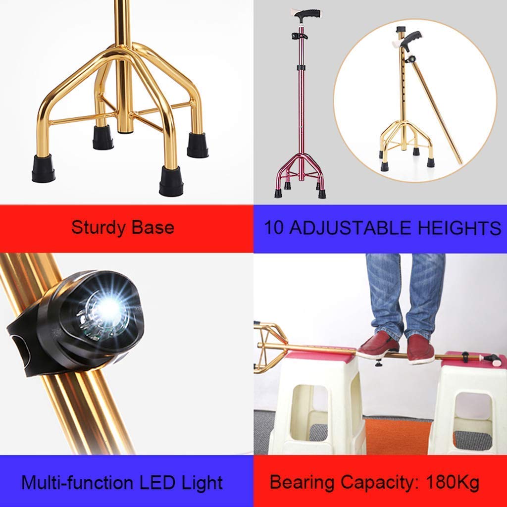 Stampella regolabile con bastone da passeggio con luce a LED, in alluminio leggero, per padri, madri, regali per uomini e donne, regalo pratico